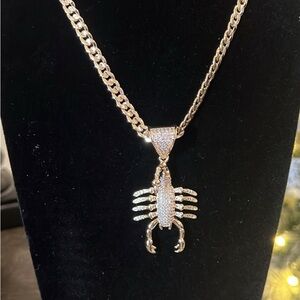 Gold Scorpion CZ Pendant with 18k gold plated Necklace
